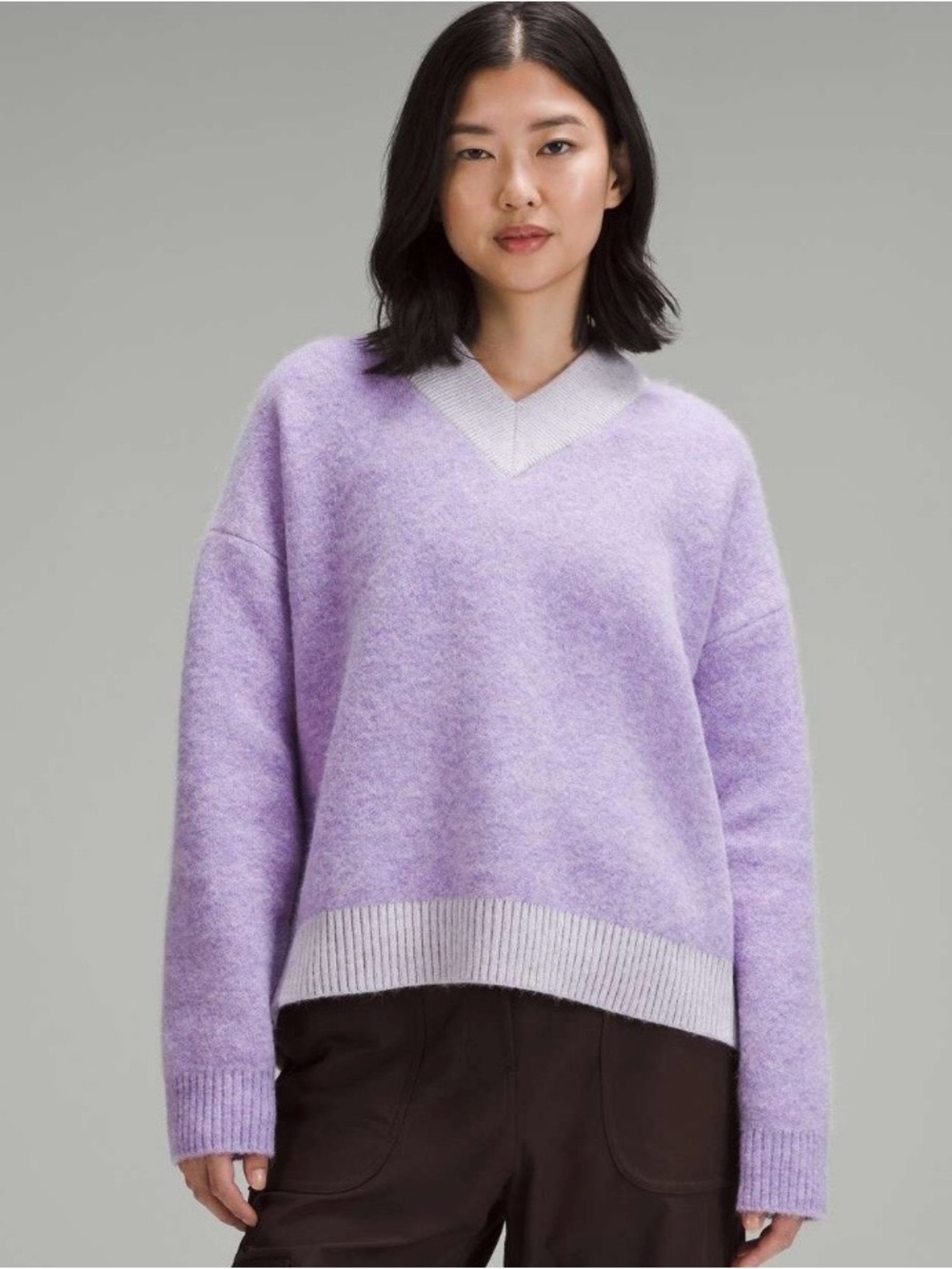 Lululemon Alpaca Wool-Blend V-Neck Sweater Heathered Digital Lavender